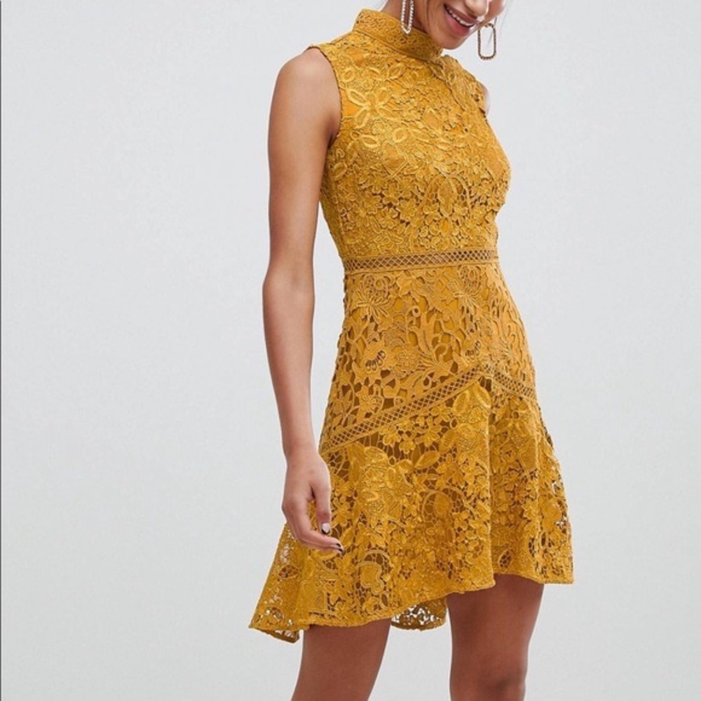 ASOS High Neck Mustard Sleeveless Dress